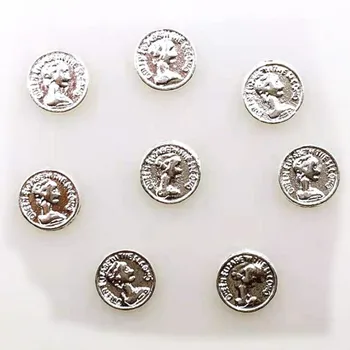 Дизайн на Ноктите Метални Орнаменти Сребърни Монети, Висулки За Нокти Nailart Доставка 3d Ретро Кръгли Стикери на Маникюр, Дизайн на Аксесоари За Дизайн на Ноктите