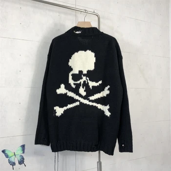 MMJ Тежък Черен Череп Печат Вдъхновител на Япония Пуловер на Мъже, Жени Унищожаване Пуловер Пуловер