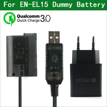 QC3.0 USB към EN-EL15 EL15 EP-5B Конектор dc Манекен Батерия Резервни Батерии за телефони USB Кабел Nikon D7000 D7100 D7200 D7500 Z5 Z6 Z7 1 V1