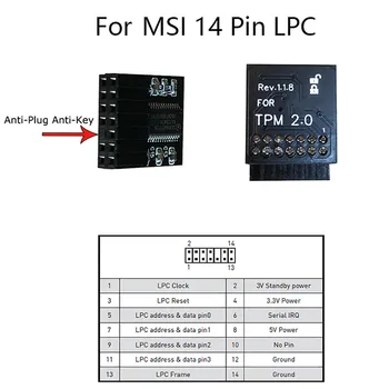 Професионален модул за безопасност TPM 12Pin SCI/14PIN 20PIN ЗЗК Модул TPM2.0 за Доверен платформа MSI MS -4136 -4462