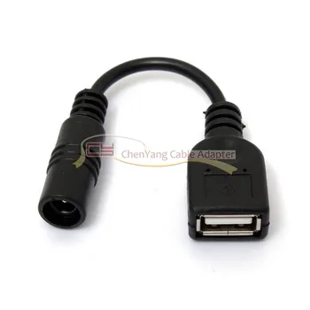 5 В USB Жена към Конектора за захранване на постоянен ток 5,5 2,1 мм, Кабел за зареждане на Мобилен телефон и Масата
