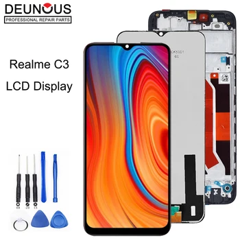 LCD дисплей за Realme C3 RMX2027 RMX2021 RMX2020 LCD дисплей с рамка Дигитайзер, Смяна на сензорен екран за OPPO Realme C3 C 3 6,5 