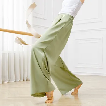 Дамски Спортни Панталони Свободни Танцови Панталони Струящиеся Прави Панталони Палацо За Възрастни Китайски Народен Танц Фитнес, Йога, Спортни Панталони