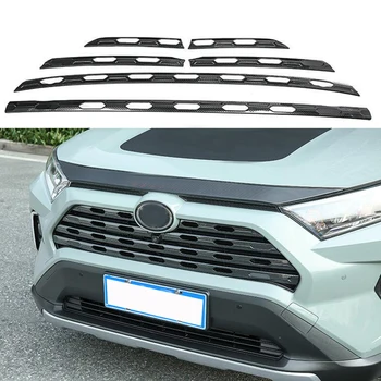 За Toyota RAV4 2019 2020 от неръждаема стомана, карбон, Предната Горна Централна Решетка, Решетка за Печене във форми, Украса, Декорация