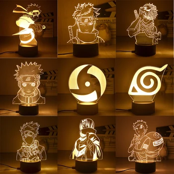 Аниме Наруто Узумаки 3D Led нощна светлина Какаши Настолна лампа Играчки Фигурки Хатаке Led Лампа Украсата на Стаите в Детска Коледна Играчка Подарък