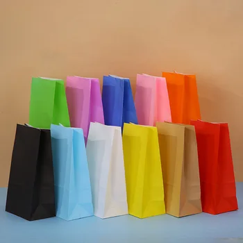 Чист Цвят Изправя Цветни Големи Крафт Хартиени Подаръчни Комплекти За Бродерия Сандвич-Хляб Хранителни Чанти, Вечерни Сватбени Торбички За Подаръци, Открит