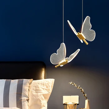 Скандинавска Пеперуда Led Окачен Нощна Лампа На Стълба Спалня Висящи Осветителни Тела За Монтаж На Таван На Изкуството, Вътрешно Осветление Лампа