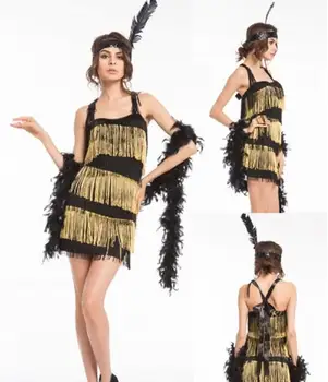 1920-те години на Flappers на Карнавалните Костюми Чарлстън Гангстер Cosplay Облекло Хелоуин Костюми За Жени