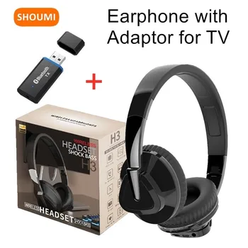 Shoumi Телевизори с Bluetooth Слушалки Безжични Слушалки с Микрофон, USB Адаптер, Слушалки намаляване на шума, Стерео Пъти Бас за ТЕЛЕВИЗИЯ Слушалки