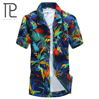 Tailor Pal Love 2022 Лятна Хавайска Риза Мъжки Ежедневни С Къс Ръкав, Мъжки Плажни Ризи С Флорални Принтом 