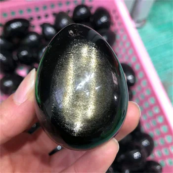Продажба на едро природа черен обсидиан яйце crystal занаяти палмова камък златни обсидиановые яйца изцеление за украса на подарък