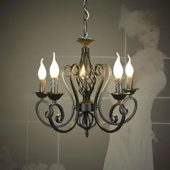 Полилеи от Ковано Желязо Полилей E14 Свещ Черен промишлен домашно лава лампа лампа като креативен подарък lustres de cristal