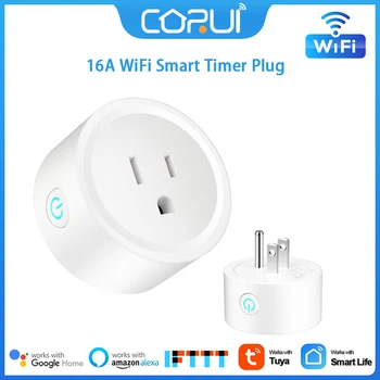 CoRui WiFi Smart Plug 16A US Plug Професионална Безжична Интелигентна Домашна Изход е ПРИЛОЖЕНИЕ за Дистанционно Управление на Работата С Алекса Google Home