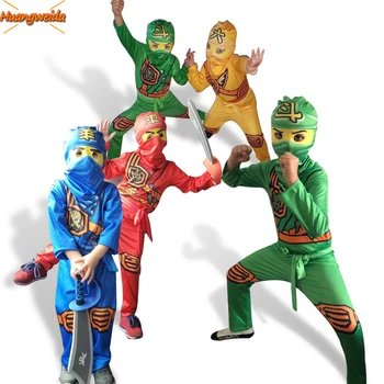 Костюмите на Нинджи За Момчета Елегантна Празнична Рокля Кралят Костюм за Хелоуин за Деца Cosplay Аниме Супергерой Гащеризон Подарък