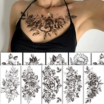 Женска Татуировка За Защита на Тялото, Сексуална Художествена Татуировка е Временна Водоустойчив Тъчпад Стикер, Ръка, Цветя за Жени, Дамски Татуировка