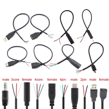 5 Вида кабели Micro USB 2.0 Type-C AUX Моно жак захранване Удлинительный кабел на Зарядно устройство от мъжа към жената и 2-пинов 4-пинов Кабел за пренос на данни