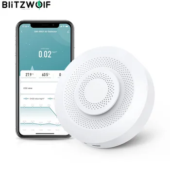 BlitzWolf BW-AR01 2,4 Ghz за Wi-Fi Детектор на качеството на въздуха с датчик за температура, влажност, формалдехид, ЛОС и CO2 5 в 1 Сензор на въздуха