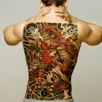 временна татуировка върху тялото на голяма пълна задната татуировка temporales за мъже водоустойчив временна татуировка стикер китайски йероглифи татуировка