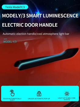 За Tesla Model 3 Модел Y 2018-2022 Умна Вградена Електрическа Врата копчето с Цветни Разсеяна светлина Автоматично Откриване Дръжка