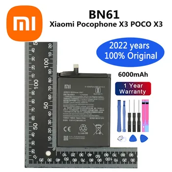 2022 Година Висококачествен Оригинална Батерия BN61 За Xiaomi Pocophone X3 Poco X3 6000 mah Сменяеми Батерии + Инструменти