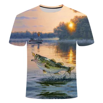 Лятна мъжка тениска с изображение на Риболов за отдих на открито, Модни Забавна тениска с Къс ръкав 2022, Нова тениска с Кръгло деколте и 3D принтом