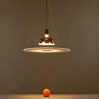 Nordic Fribi окачен лампа Led Лампа НЛО кръг на италианската дизайнерска лампа за Хранене, Офис осветление Черен Хром Окачен лампа