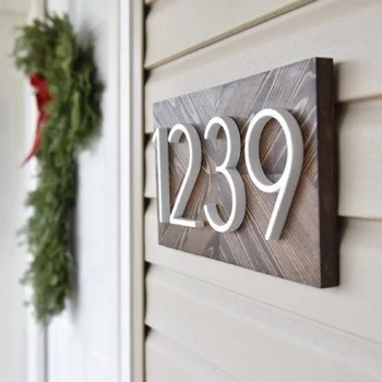 127 мм с Плаваща Къща Номер на Буквите Голям Модерен Врата Азбука Домашен открит 5 инча.Бели номера Адресна знак Тире, Наклонена черта, Знак #0-9
