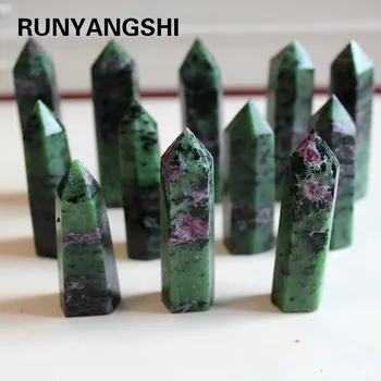 Runyangshi Красива естествена кристален колона эпидот crystal Градешки камък пилинг шест призми Crystal ремесленная работа 5-7 см ZH40