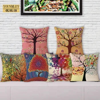 Цветни дървета с флорални принтом, сънливи възглавница за облегалка на дивана, домашни декоративни възглавници, популярни растения, калъфка 45x45 см, възглавници