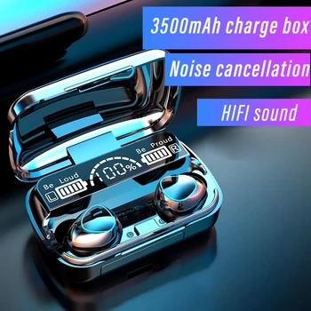 3500 mah Безжични Слушалки Bluetooth слушалки TWS Безжични Слушалки Led Дисплей С Блок захранване Слушалки С Микрофон