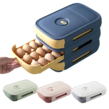 Прокатный Кутия За Съхранение На Яйца Выдвижного Тип Хладилник За Съхранение На Пресни Яйца Притежателя Органайзер Кнедли Хранителната Контейнер Кухненски Принадлежности