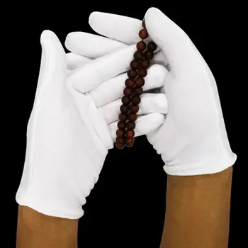 6 чифта/лот Бели Памучни Церемониални Ръкавици За Мъже и Жени, които са Обслужващи/Сервитьори/Шофьори/Бижута Ръкавици