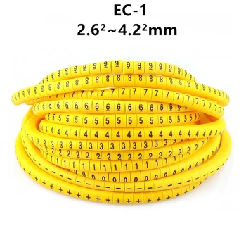 Маркери за кабели EC-1 Буквата от 0 до 9 + - X 600 бр. (всеки 50 бр.) за кабели с диаметър 2,6 кв. мм ~ 4,2 кв.м.mm Маркери Кабели кабел