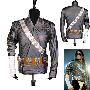Ръчно изработени MJ на Майкъл Джексън BAD Dangerous Jam Лазерна Яке Колан Комплект за Подарък За Изпълнения на Имитация на Музикалното Шоу Звездна Колекция