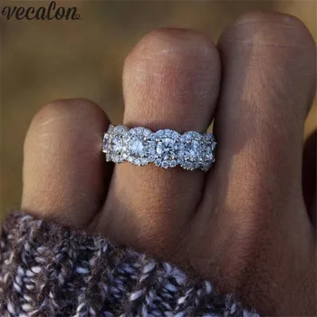 Vecalon Елегантен пръстен От Сребро 925 Проба AAAAA Cz Диамантен годежен пръстен, пръстени За жени Сватбени Изискани Вечерни Декорации На Пръсти Подарък