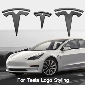 3 бр./компл. Tesla Модел 3 Матово Черно Автомобили Стикер За Tesla, Модел 3 Y Логото На Волана Декоративна Стикер Лого На Багажника На Колата Етикети