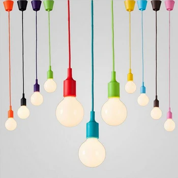 Разноцветни Висящи Лампи E27 Edison Електрически Крушки Сплетен Окачен на Тел Силикагел Подвесная лампа 110 В На 220 В 0