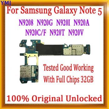 За Samsung Galaxy Note 5 N9208 N920A N920V Разблокированная дънна Платка с Чипове Оригинална Логическа такса Тестван Добре Работна Плоча