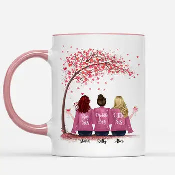 Персонализирана чаша за Цветна Живота по-добре с Sisters Любовта Tree До 6 чаши Кафе на RR2084 1
