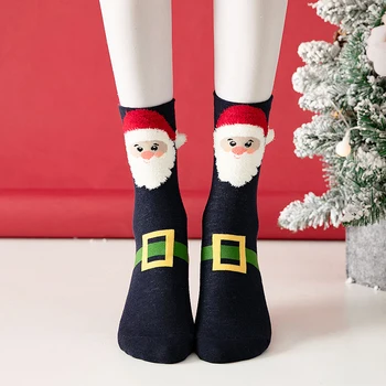 Коледни Чорапи За Жените, Памучни Чорапи, Меки и Висококачествени, Удобни За Кожата, Зимни Чорапи с Принтом, Червени Чорапи BANNIROU 1