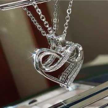 Луксозни Дизайнерски Бижута Сърцето на Безкрайността Колие за Жени Просто Сърцето Подарък Медальон Сватбена Колие Подарък за Деня На Майката Колие 1