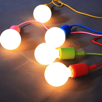 Разноцветни Висящи Лампи E27 Edison Електрически Крушки Сплетен Окачен на Тел Силикагел Подвесная лампа 110 В На 220 В 1