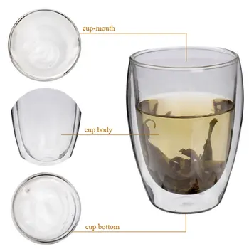 Чаши за кафе Стъклена Чаша, Контейнер Напитки 80-600 мл Чай с Прозрачна Бира Млечни Посуда и прибори за Хранене Бар Кухня С Двойни Стени 1