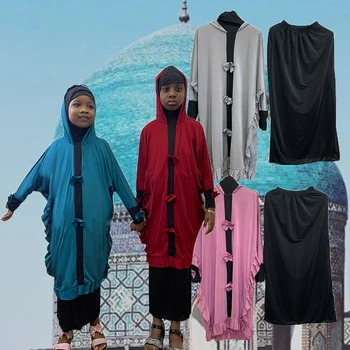 Мюсюлманските Детски комплекти Молитва Облекло Djellaba Момиче Индия Арабски Тюрбан Аксесоари, Блузи, Спортни прагове в Исляма, Кърпа Детско рокля 2