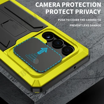 Луксозен Защитен Калъф За фотоапарат Samsung S23 Ultra S22 Ultra Plus S21 Ultra Case С Метален заден Капак От Закалено Стъкло 2