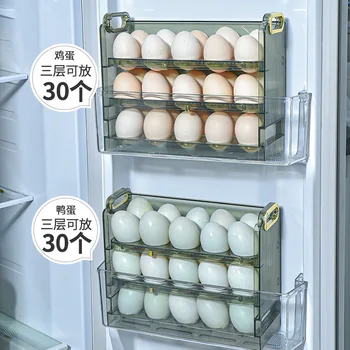 Флип 30 Мрежи Рафтове За Съхранение На Яйца Хладилник Страничната Органайзер Скоростна Кутия За Съхранение На Яйца Хладилник Титуляр За Яйца Контейнер Кухненски Принадлежности 2