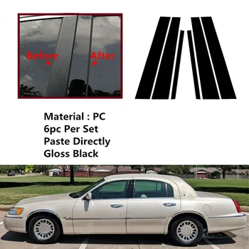 За Lincoln Town Car 1998-2011 Автомобилни Стелажи, Стелажи Прозорци, Врати, Гланц Пиано Черен Стикер Тампон Външни Детайли Автоаксесоари 3
