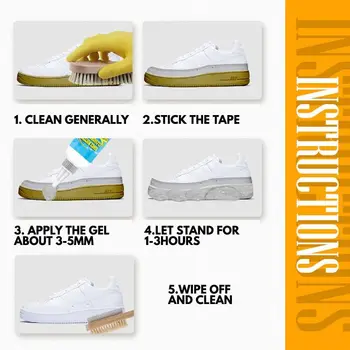Чисти Бели Обувки Избелващ Почистващ Гел За Обувки С Четка За Обувки, Маратонки, По Чисти Обувки С Панделка Почистване Почистване На Инструмент 5