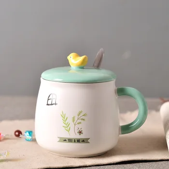 Рустик стил на Жената Карикатура творчески мляко, чаши за кафе чаша за закуска сладката птица на кафе чаши мляко 5